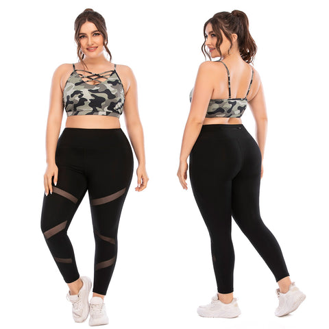 Conjunto de yoga estampado de dos piezas en talla grande