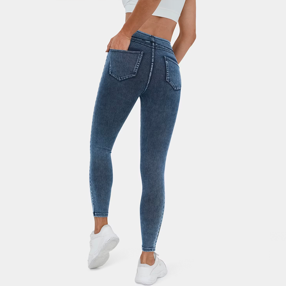 Stretch-Jeansleggings mit hoher Taille