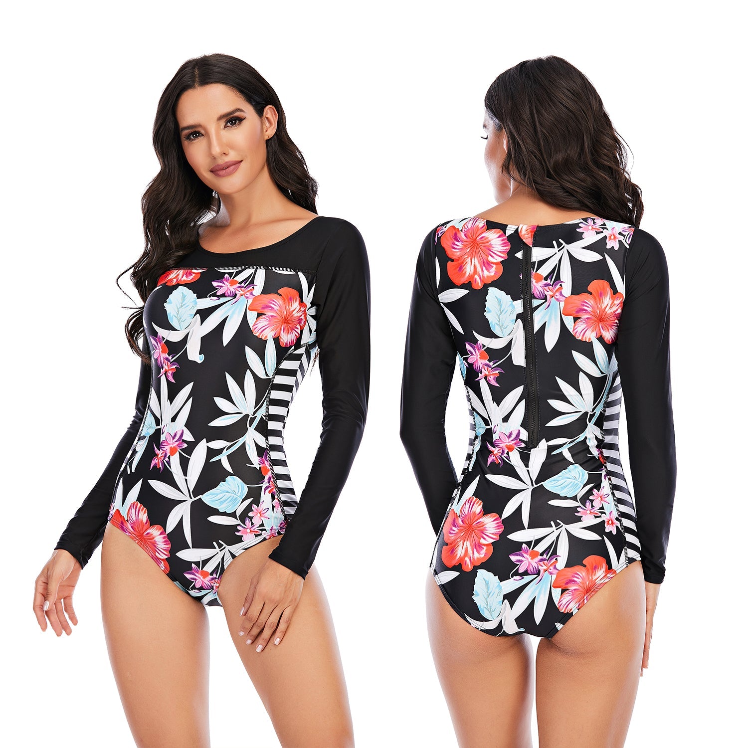 Traje de baño de una pieza Traje de baño Rash Guard Traje de baño con cremallera