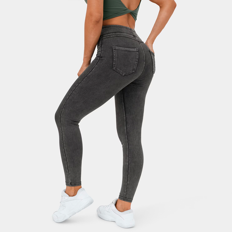 Stretch-Jeansleggings mit hoher Taille