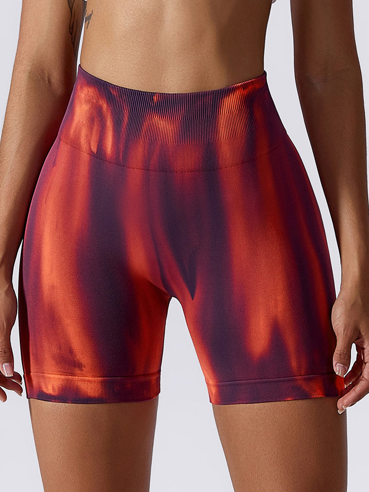 Nahtlose Yoga-Shorts mit Batikmuster 