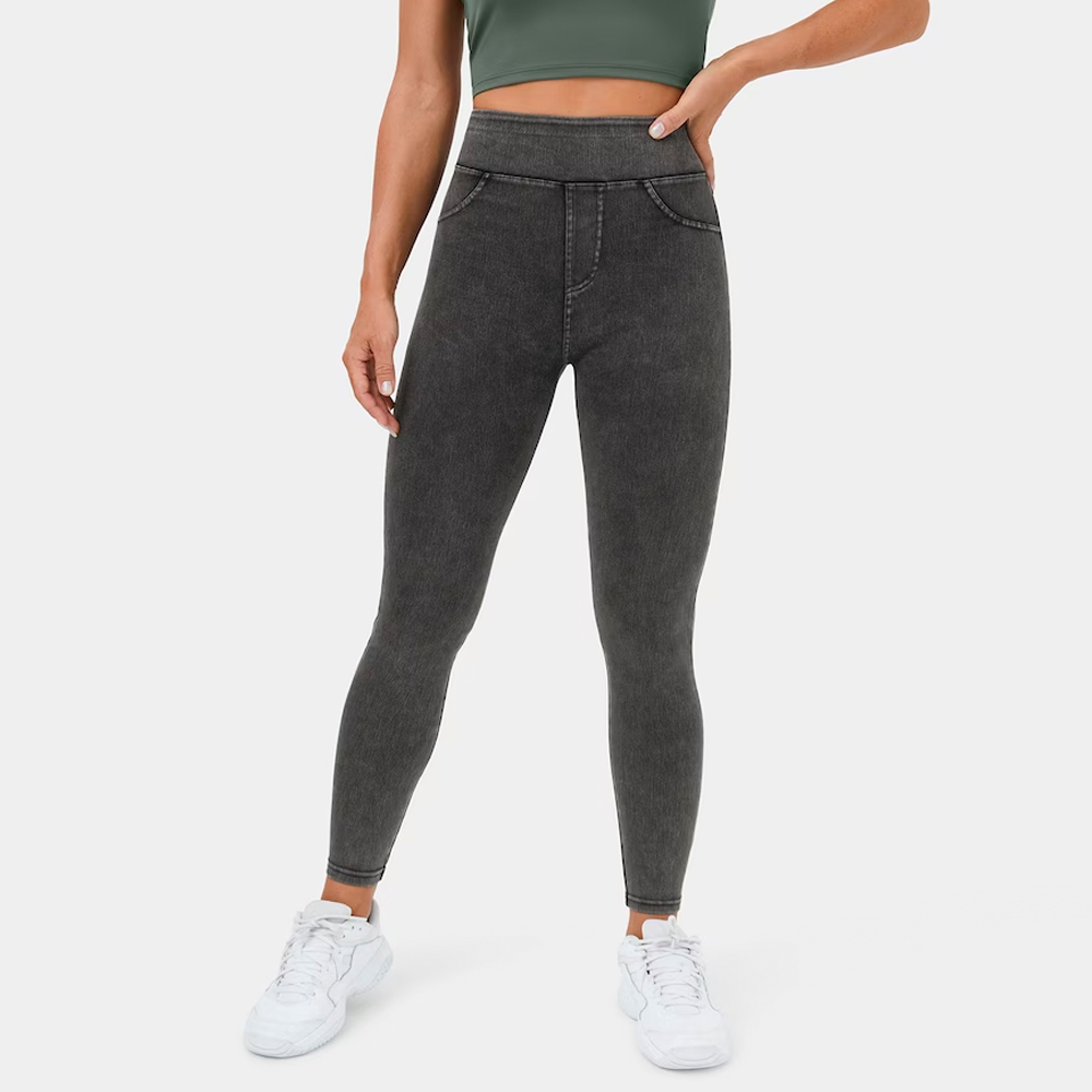 Stretch-Jeansleggings mit hoher Taille