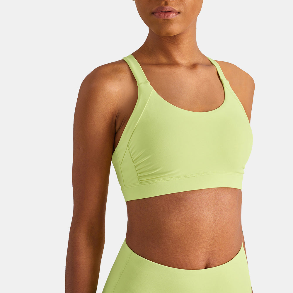 Ruched Backless Crisscross Sports Bra