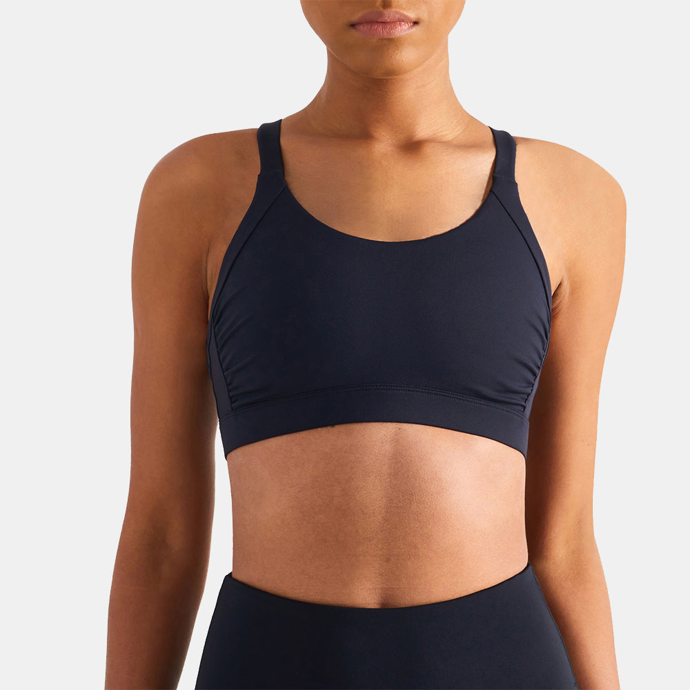 Ruched Backless Crisscross Sports Bra