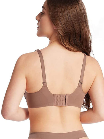 Bügelloser BH und Tanga aus Netzstoff in Beige