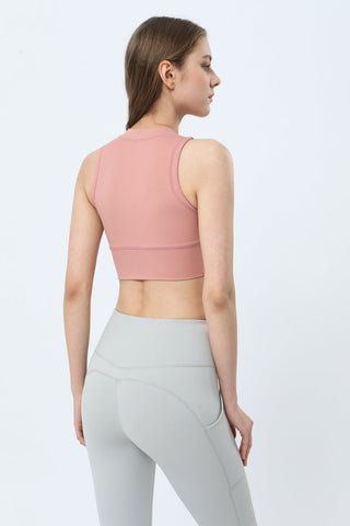 Zip Front Sleeveless Cropped Tank Top