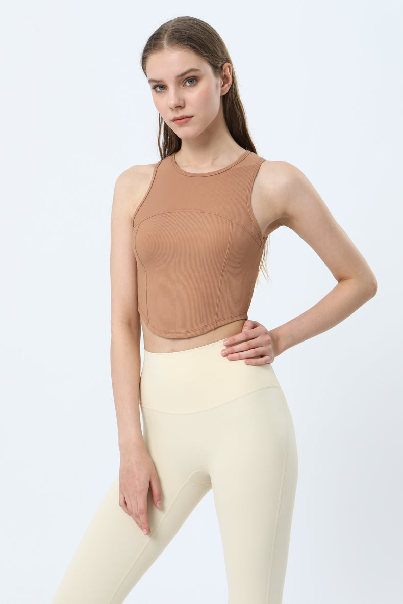 Yoga-Tanktop mit abgerundetem Saum