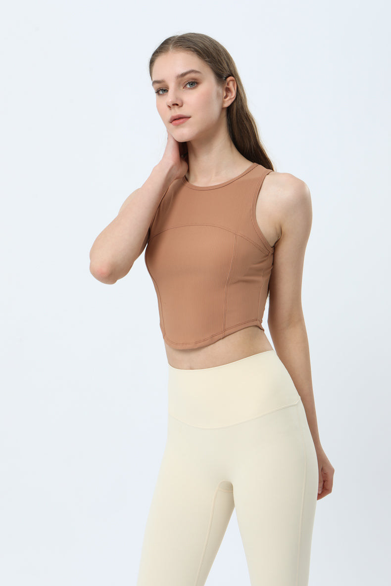 Yoga-Tanktop mit abgerundetem Saum