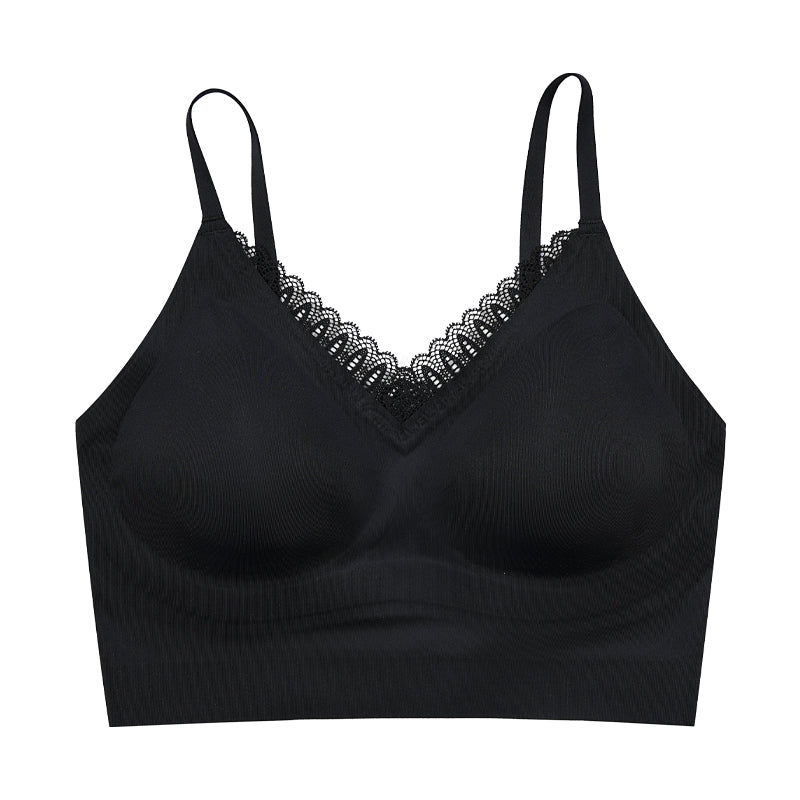 Low Back Lace Border Wireless Bra