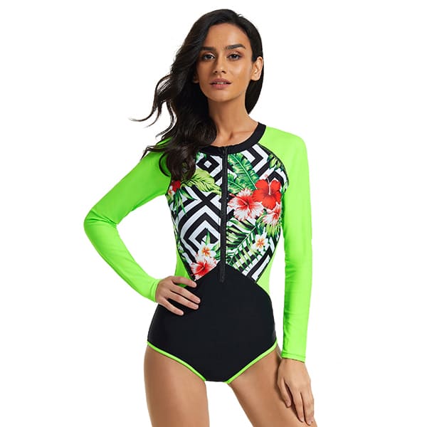 Long Sleeve Swimsuit Floral Printed Bathing Suit