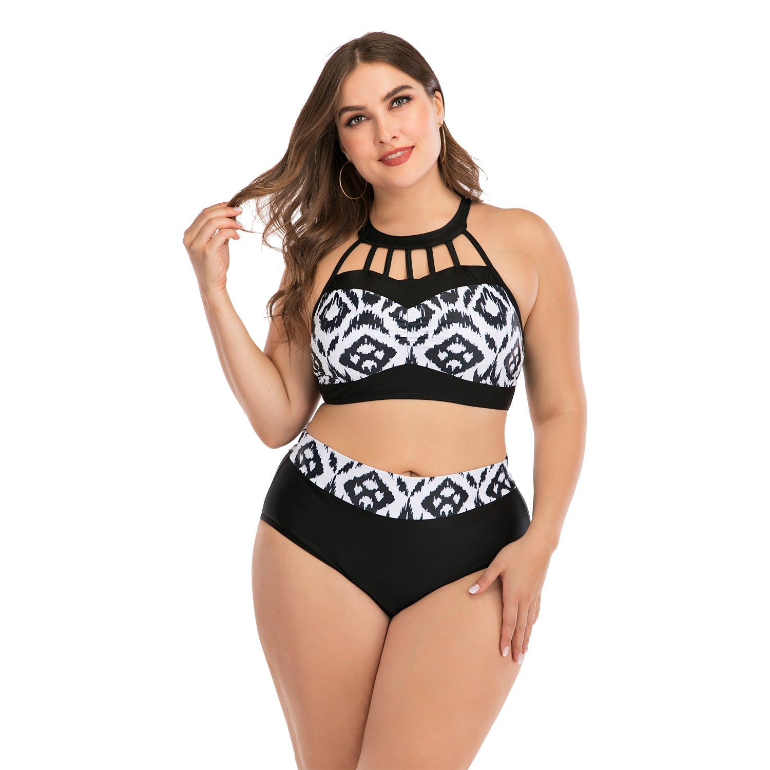 Bikini de talla grande para trajes de baño de cintura alta con efecto push up