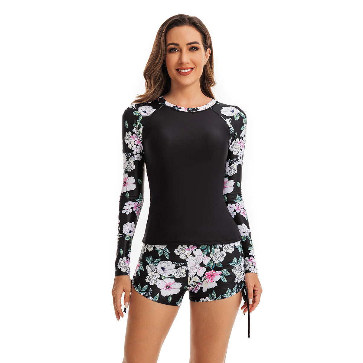 Rashguard-Badeanzug mit Blumenmuster, 2-teilig