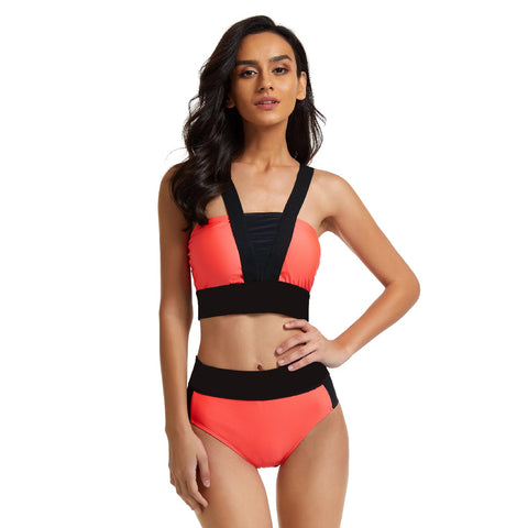 Bademode Bikini Neckholder-Top mit High Waist-Unterteil