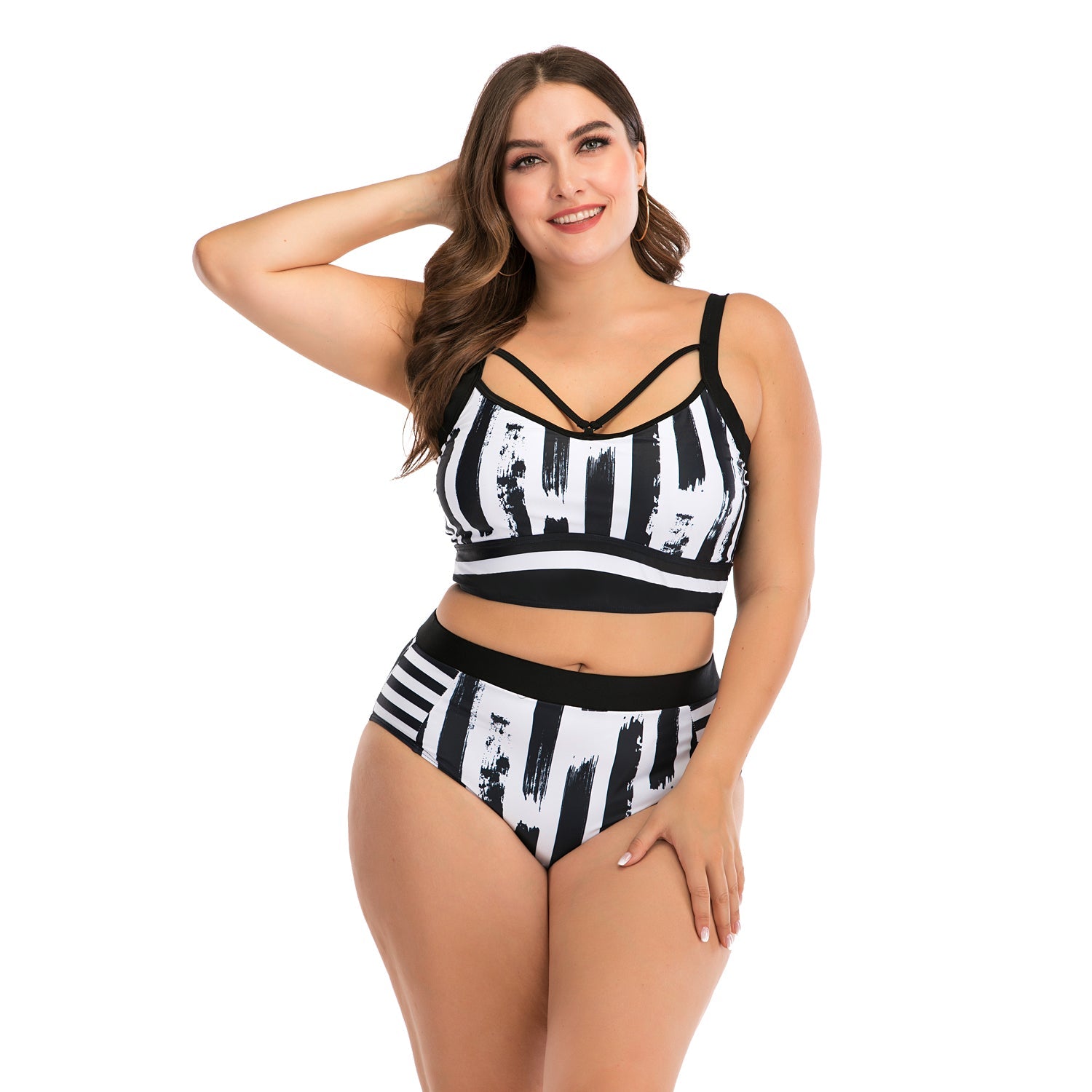 Bikini de talla grande para trajes de baño de cintura alta con efecto push up