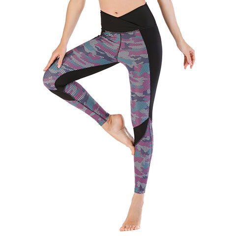 Pantalones de yoga con control de abdomen y estampado de leggings para ejercicios de levantamiento de cadera