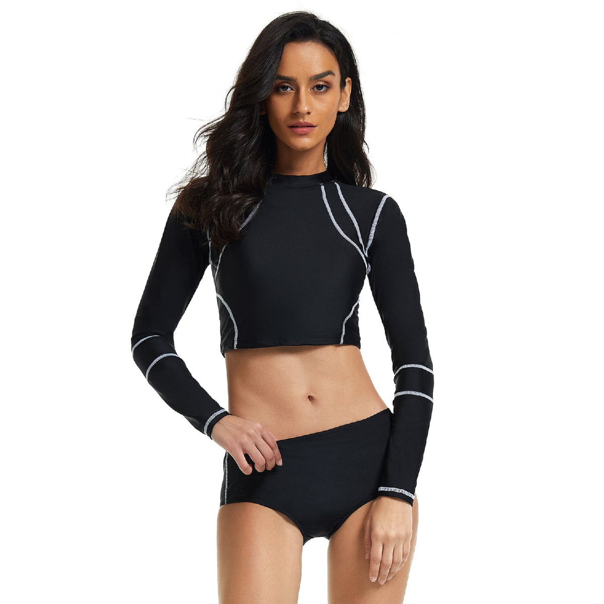 Langarm-Badeanzug für Crop Top Rash Guard