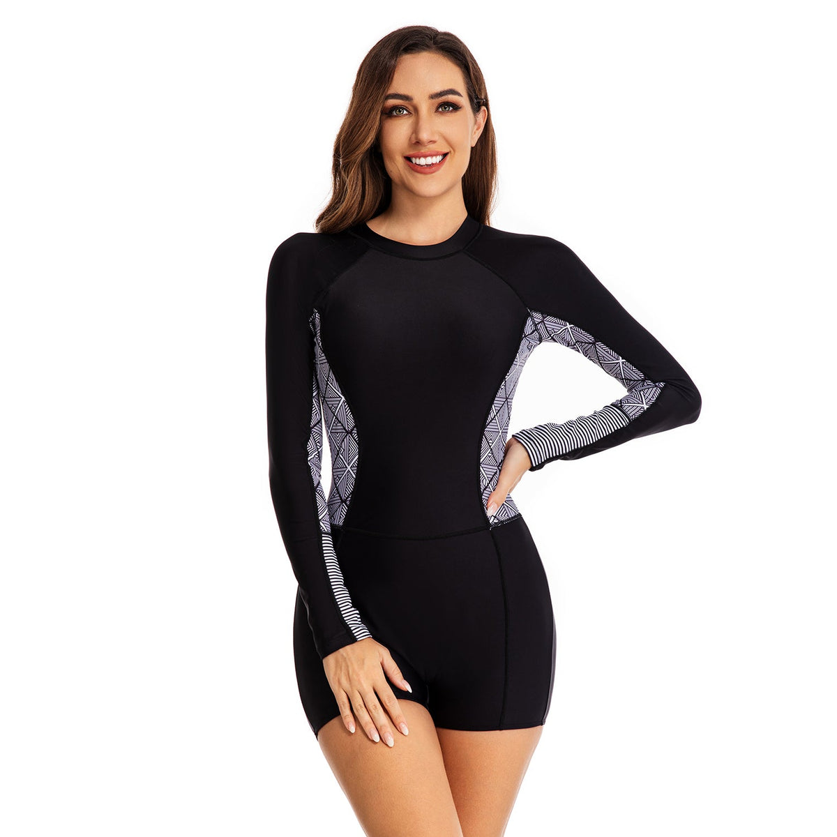 Traje de baño de una pieza de manga larga Rashguard