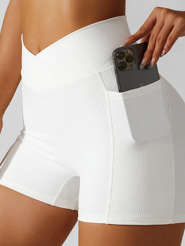 Live In Rib Crossover Biker Short with Pocket