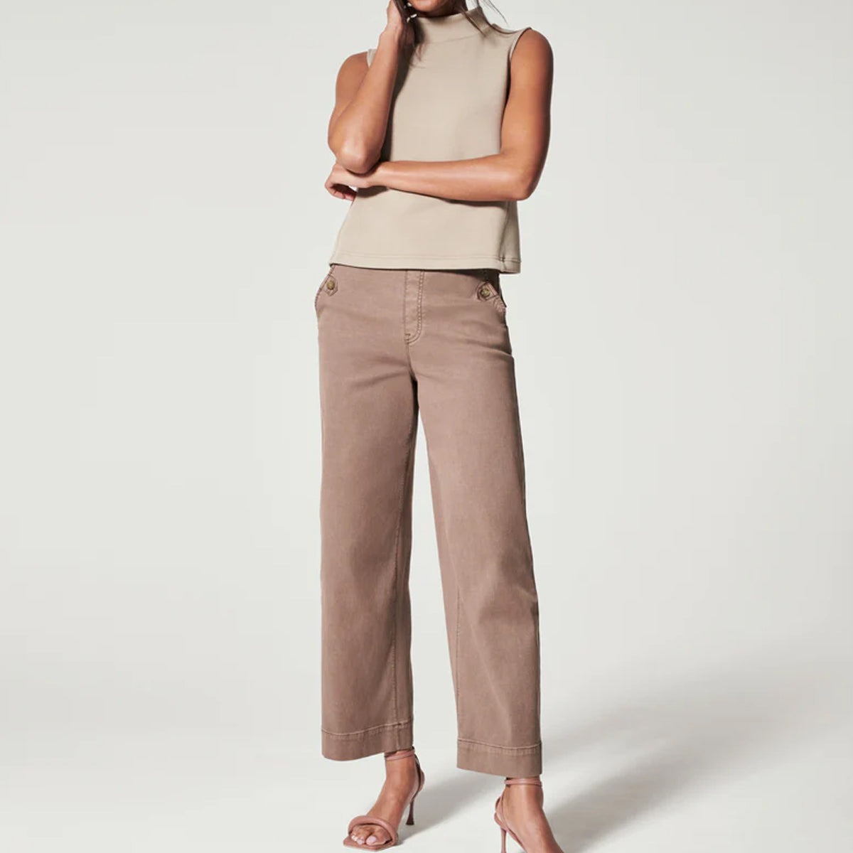 Stretch Twill Cropped Wide Leg Pant