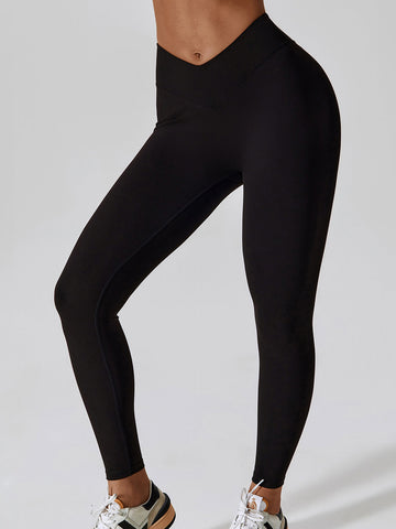 Leggings con escote en V frontal suave y mantequilla 