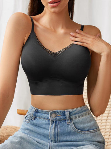 Low Back Lace Border Wireless Bra