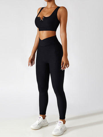 Live In Rib Scoop Button Sports Bra