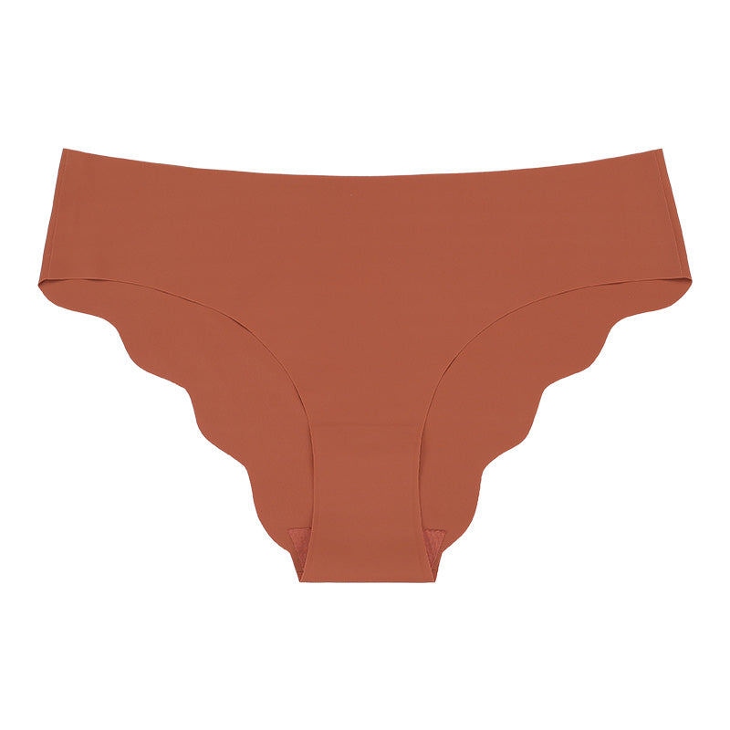 Seamless Solid Color Scalloped Edge Panties