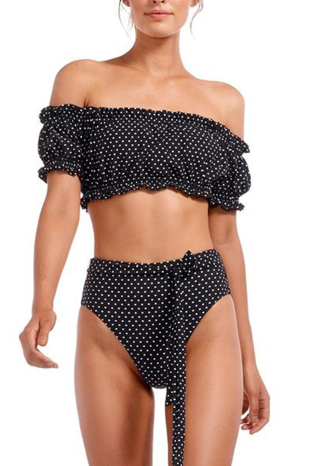 Polka Dots Tie Waist Bikini Bottom