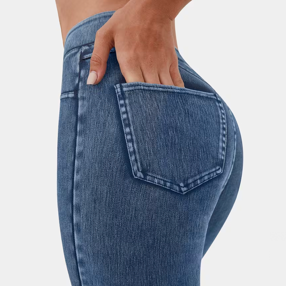 Stretch-Jeansleggings mit hoher Taille