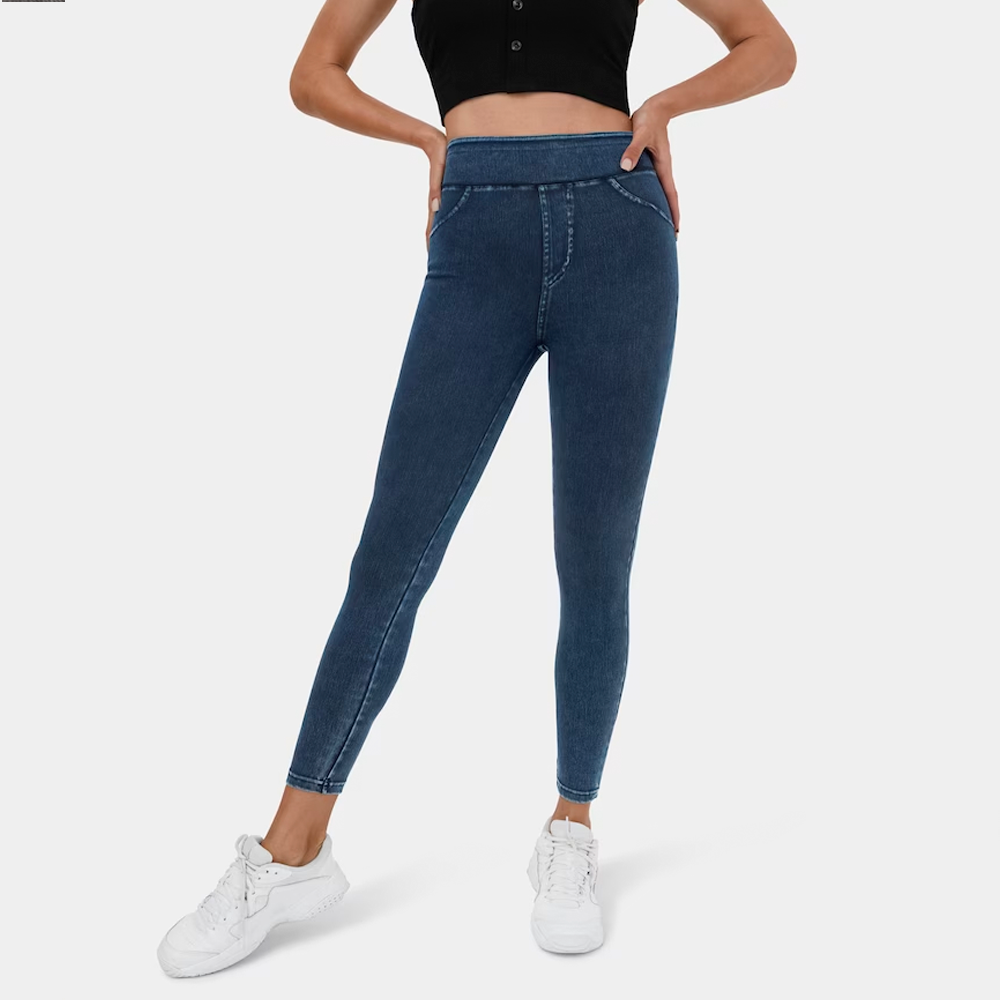 Stretch-Jeansleggings mit hoher Taille