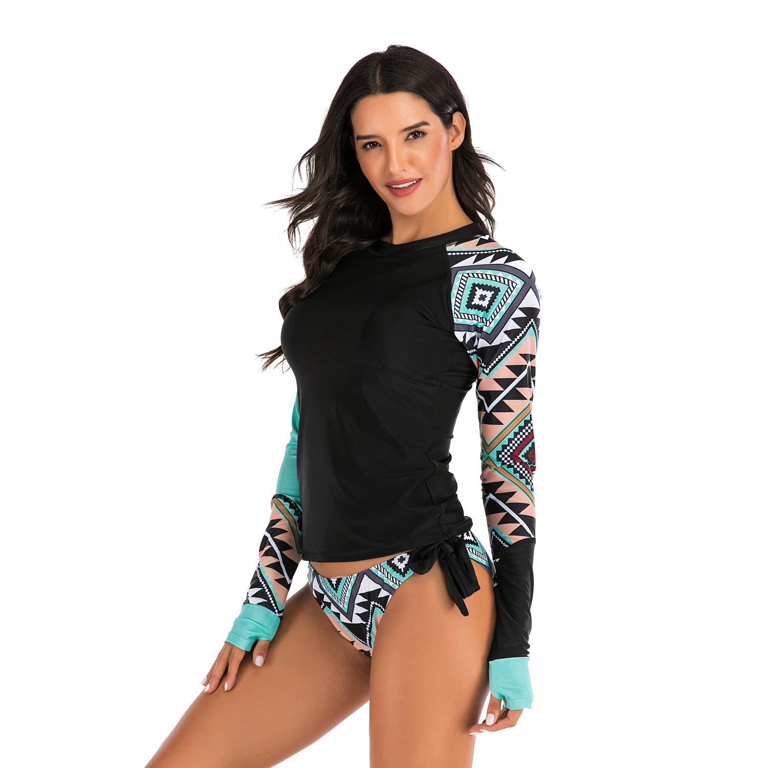 UPF 50+ Rash Guard Long Sleeve 2 Piece Swimsuit