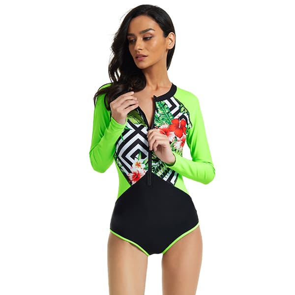 Long Sleeve Swimsuit Floral Printed Bathing Suit