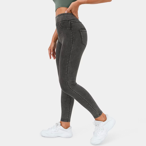 Stretch-Jeansleggings mit hoher Taille