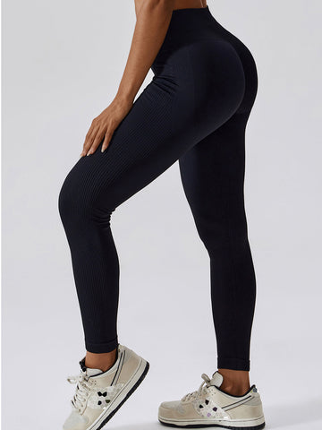 Seamless Rib Tummy Control Yoga Leggings