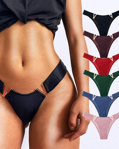 Female V Letter Solid Color Underwear