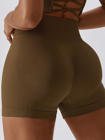 Seamless Rib Tummy Control Yoga Shorts