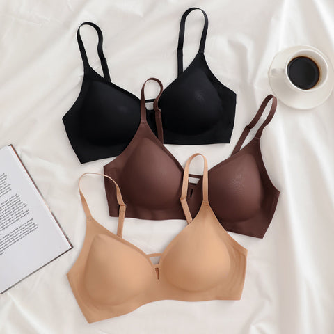 Hollow Out Wireless Bra Tan