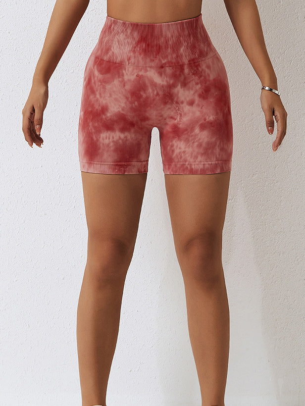 Nahtlose Yoga-Shorts mit Batikmuster und Scrunch-Design 