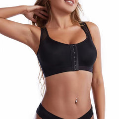 Plus Size Front Closure Adjustable Sports Wireless Bra for Post-Operation Support