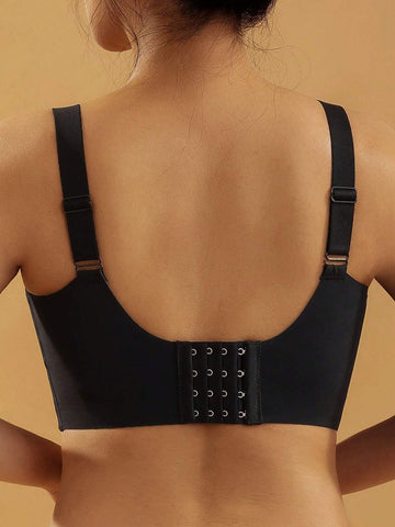 Wire-free Front Button Buckle Bra Black