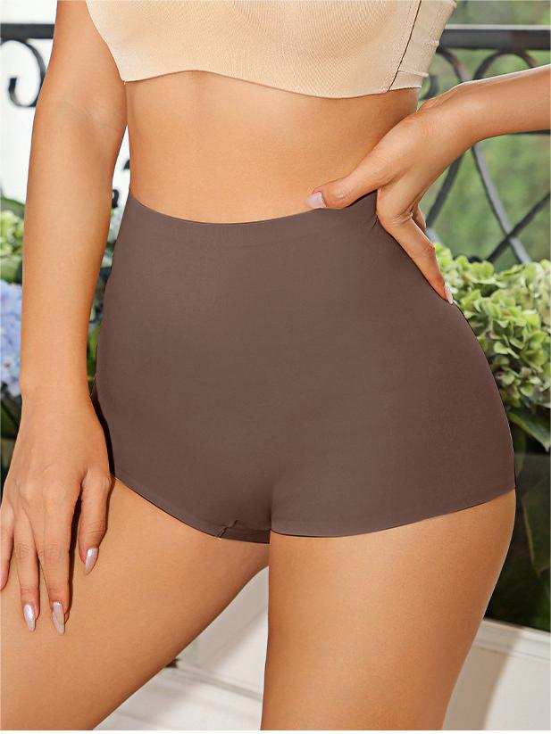 Hoch taillierte, einfarbige Boyshorts-Unterwäsche