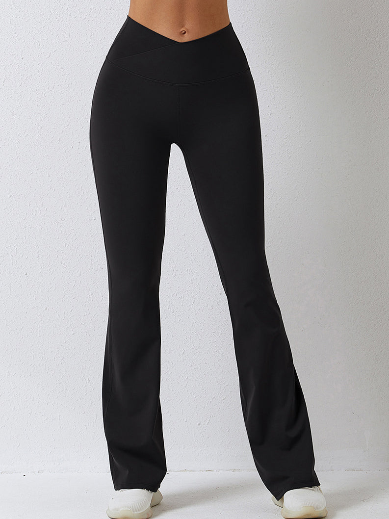 Leggings acampanados con cintura en V y tacto suave 