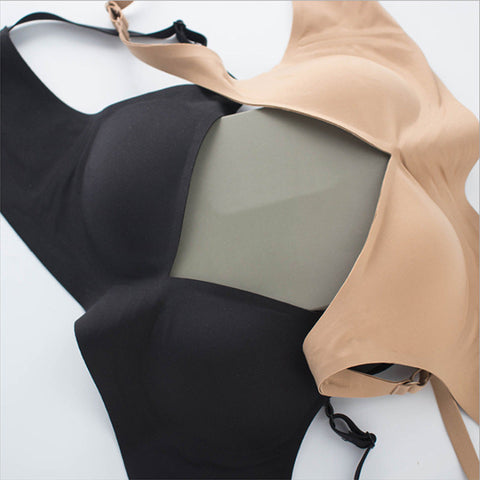 Haullps Wirefree Seamless Bra for Invisible Deep V Plunge Bra with Removeable Padding