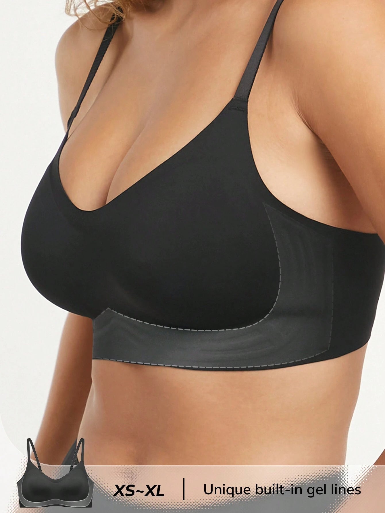 Nahtloses, bequemes, bügelloses Bralette in Schwarz