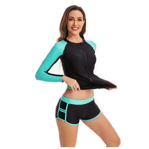 Long Sleeve Two Piece Surfing Swimsuits for Women