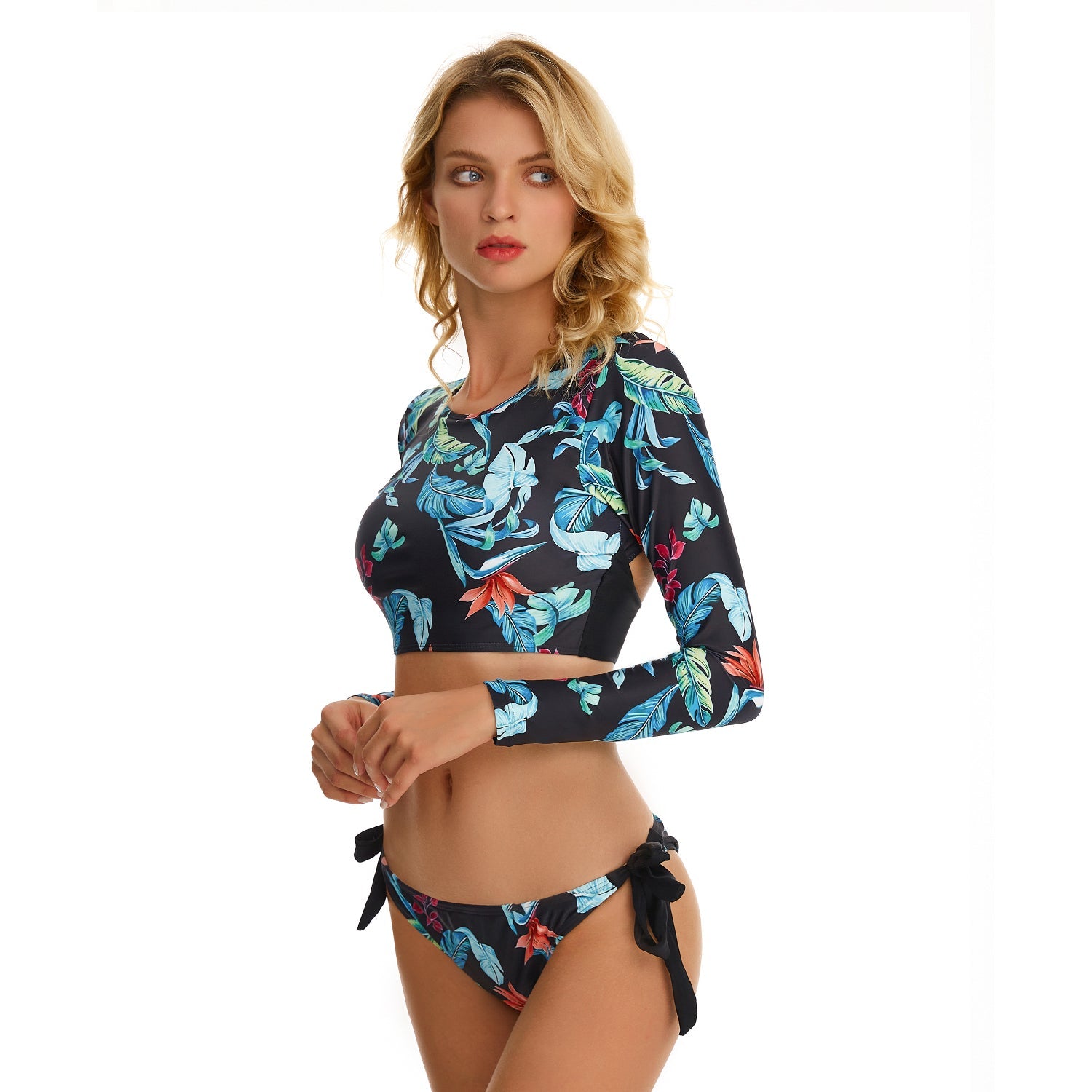 Long Sleeve Crop Top Bathing Suits Swimsuits for Women