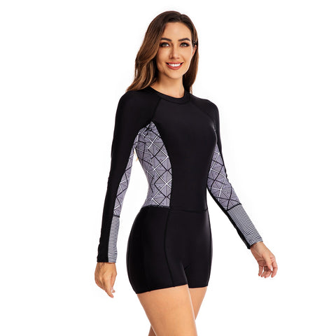 Traje de baño de una pieza de manga larga Rashguard