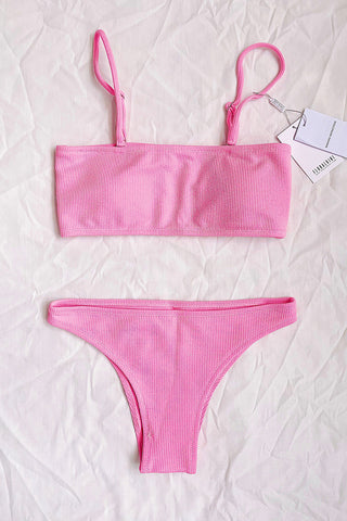 Braguita de bikini acanalada de color rosa intenso