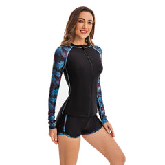Long Sleeve Two Piece Printed Swimsuits for Women