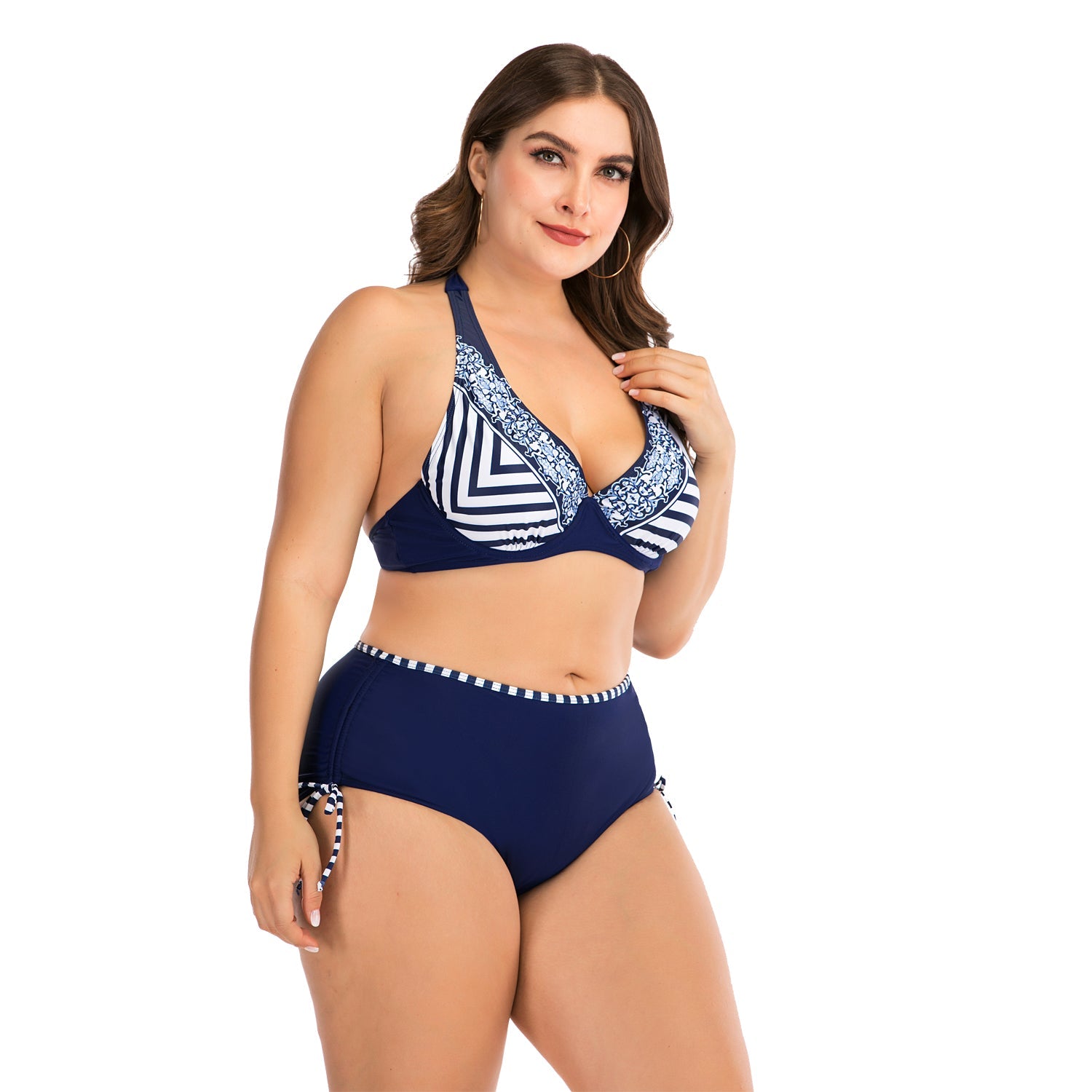 Bikini de talla grande para trajes de baño de cintura alta con efecto push up